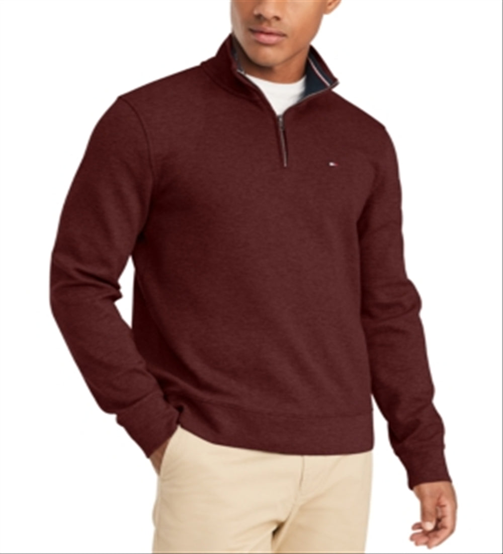 Tommy Hilfiger Men's French Rib Quarter Zip Pullover Red Size XXX-Large