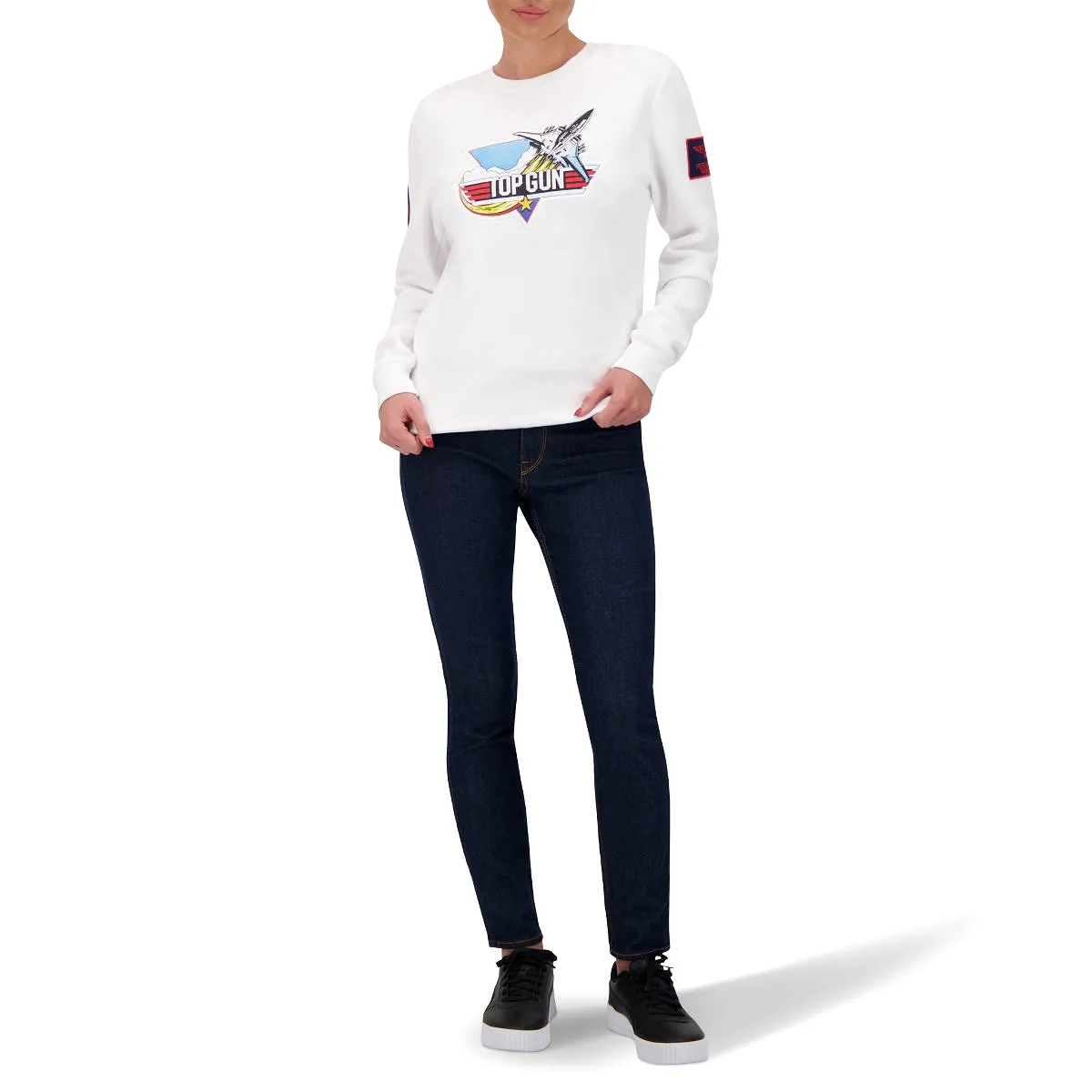 TOP GUN Unisex Retro Logo Sweatshirt - WHITE