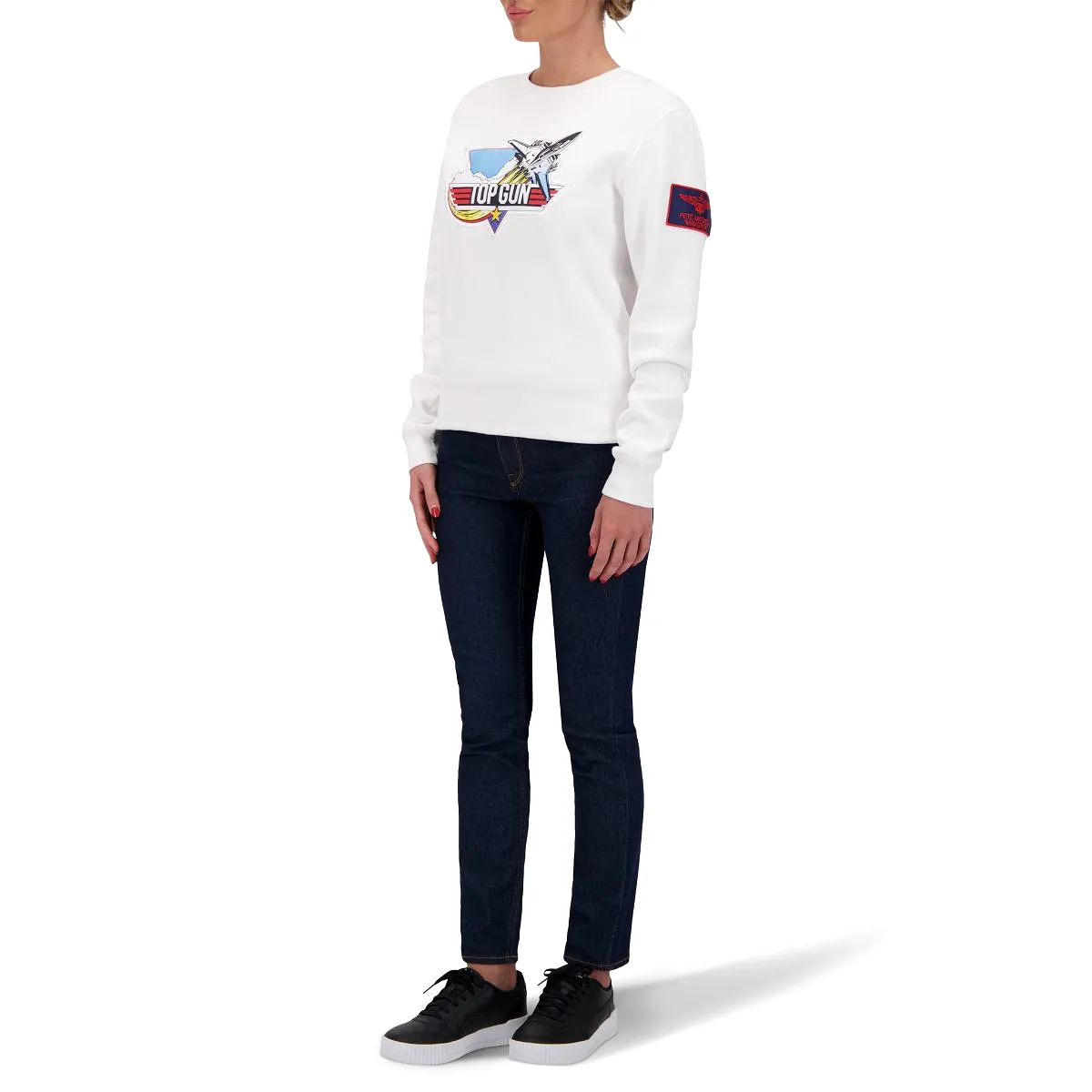 TOP GUN Unisex Retro Logo Sweatshirt - WHITE