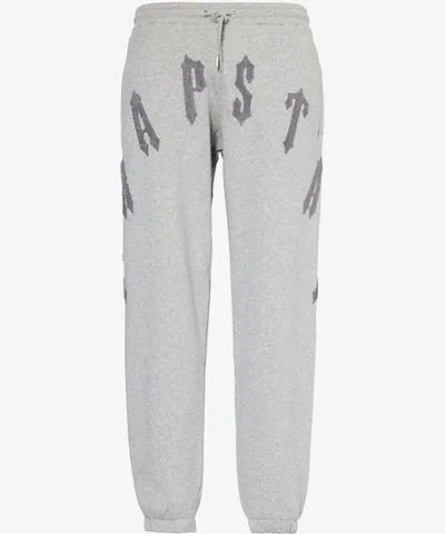 Trapstar Mens Grey Iron Arch 2.0 tapered-leg cotton-blend jersey jogging bottoms