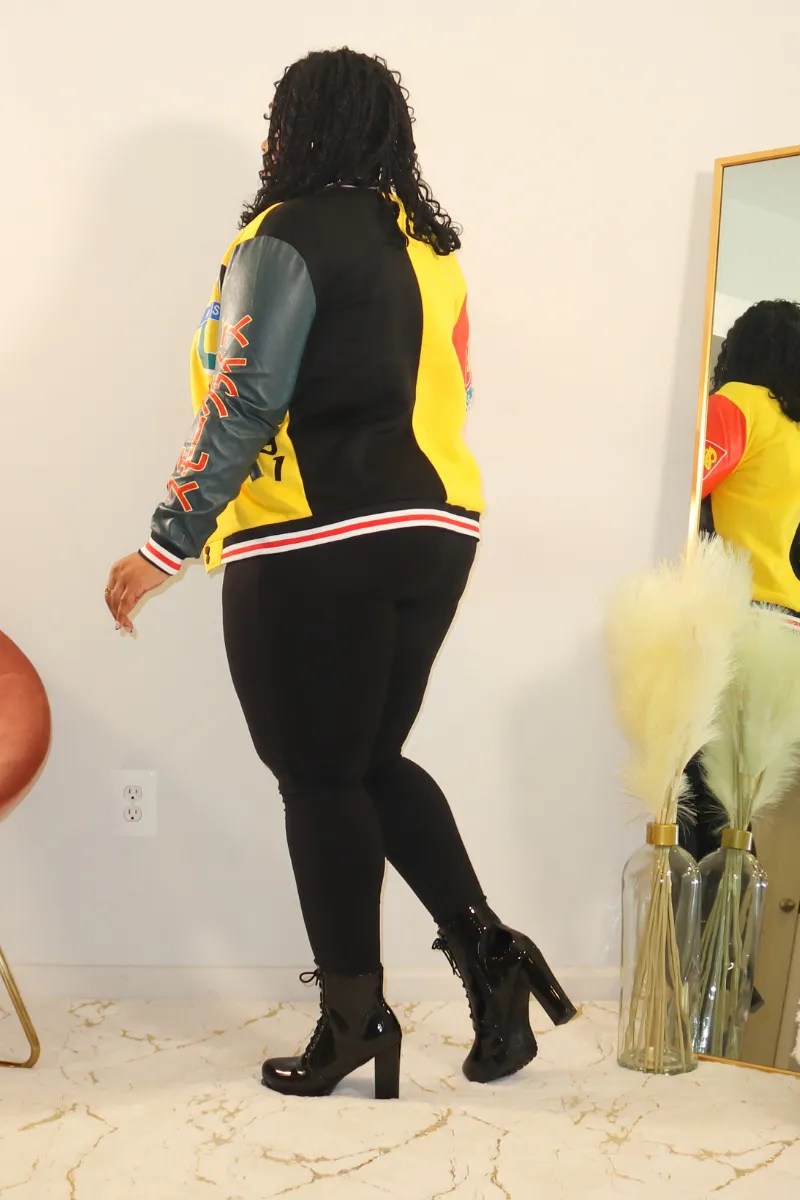 Valley Girl Varsity Jacket | Black/Yellow