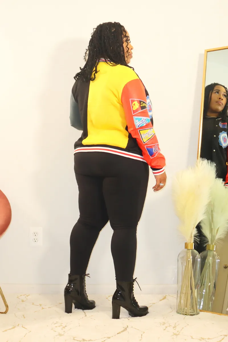 Valley Girl Varsity Jacket | Black/Yellow