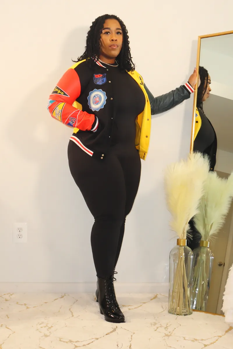 Valley Girl Varsity Jacket | Black/Yellow