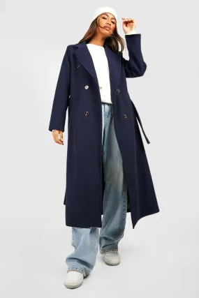 (Ve) Longline Double Breasted Belted Coat