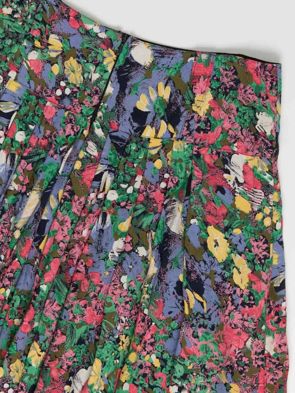 Vintage floral midi skirt with bold colours – Small / Medium