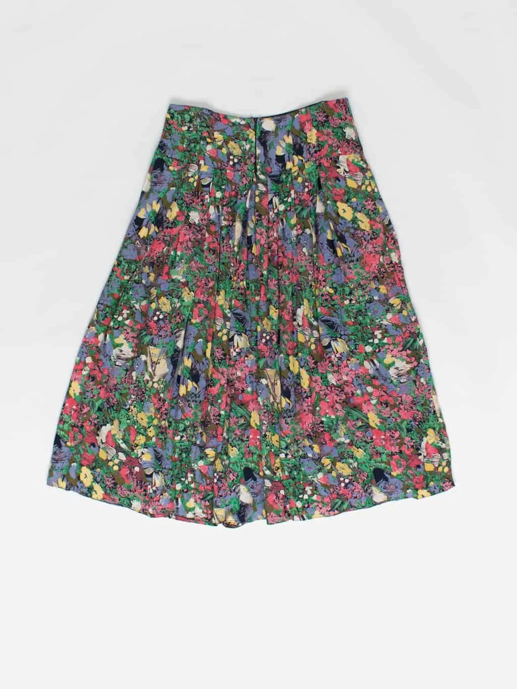 Vintage floral midi skirt with bold colours – Small / Medium