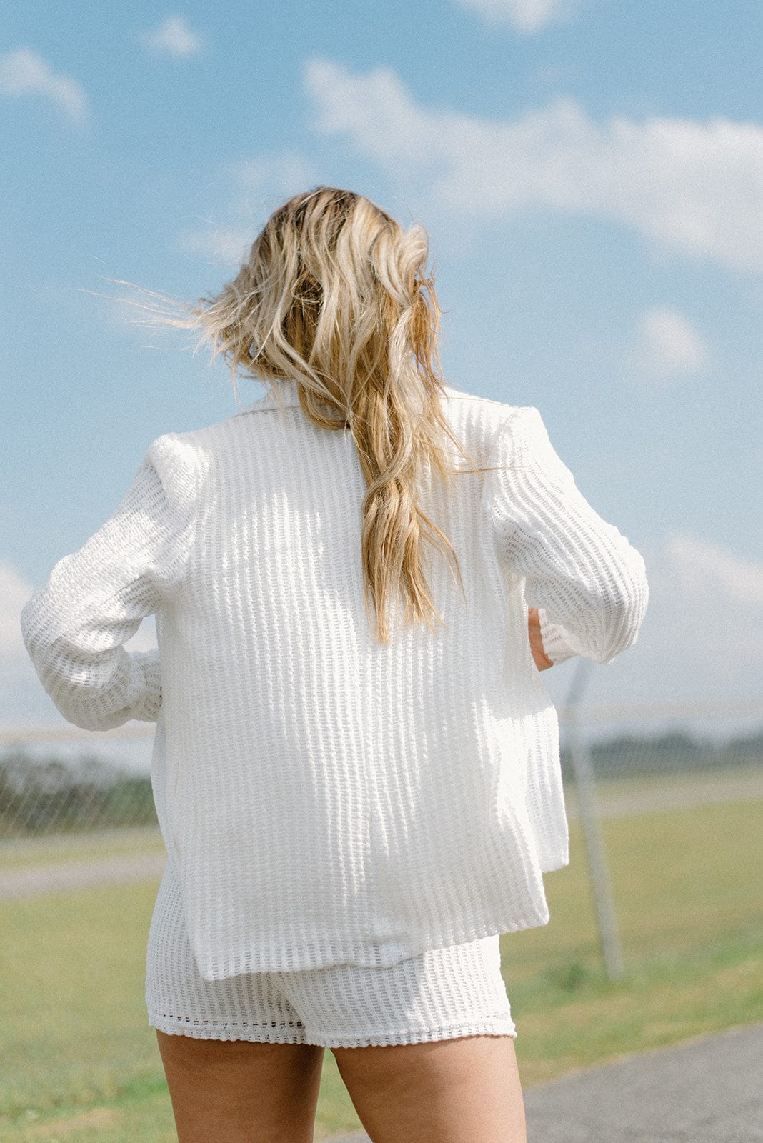 White Crochet Set Collar Jacket