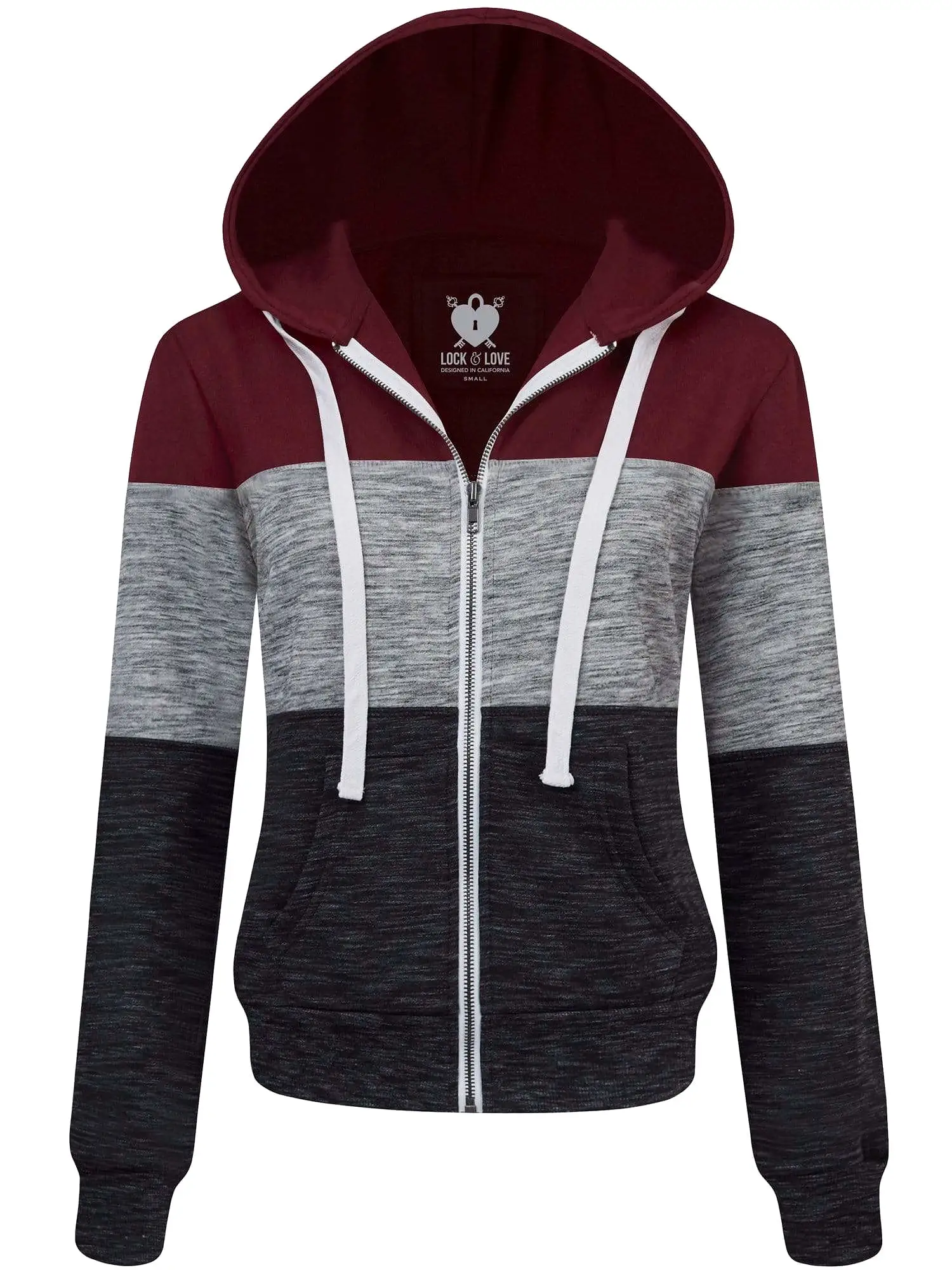 Women's Active Casual Zip-up Color Block Hoodie Sweatshirt