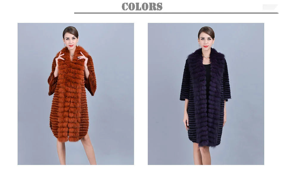 Women's Casual Fashion Two-Color Real Mink Fur Collar Winter Jacket