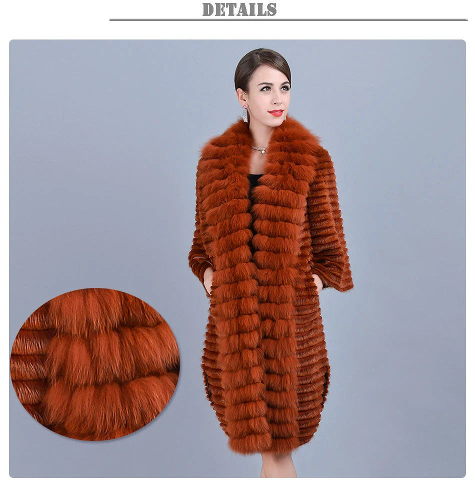 Women's Casual Fashion Two-Color Real Mink Fur Collar Winter Jacket