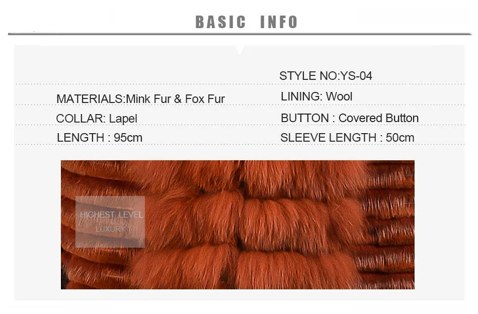 Women's Casual Fashion Two-Color Real Mink Fur Collar Winter Jacket