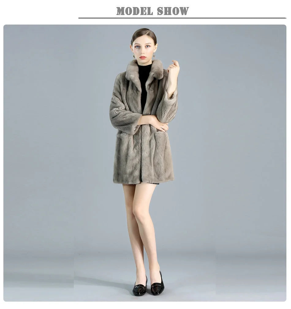 Women's Casual Warm Thick Natural Import Real Mink Fur Winter Jacket