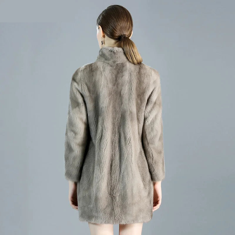 Women's Casual Warm Thick Natural Import Real Mink Fur Winter Jacket