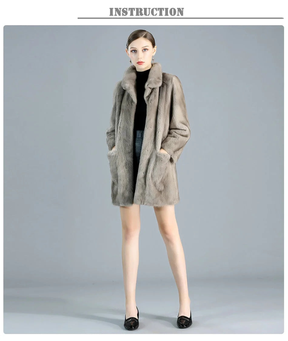 Women's Casual Warm Thick Natural Import Real Mink Fur Winter Jacket