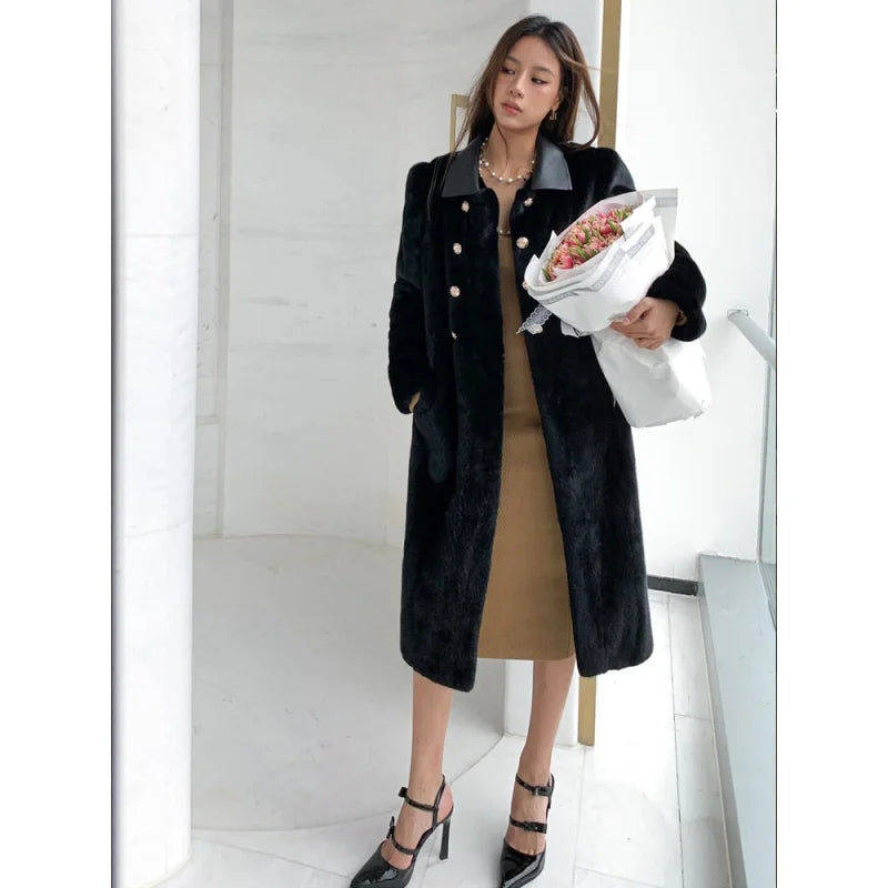 Women's Double-faced High-Grade Fashion Real Mink Fur Winter Slim Jackets