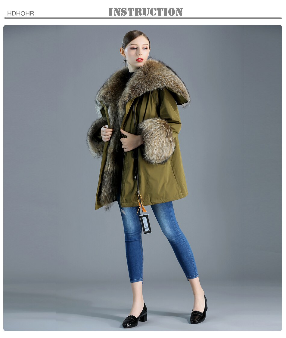 Women's Leisure Style Natural Fox Fur Down Solid Pattern Winter Jackets