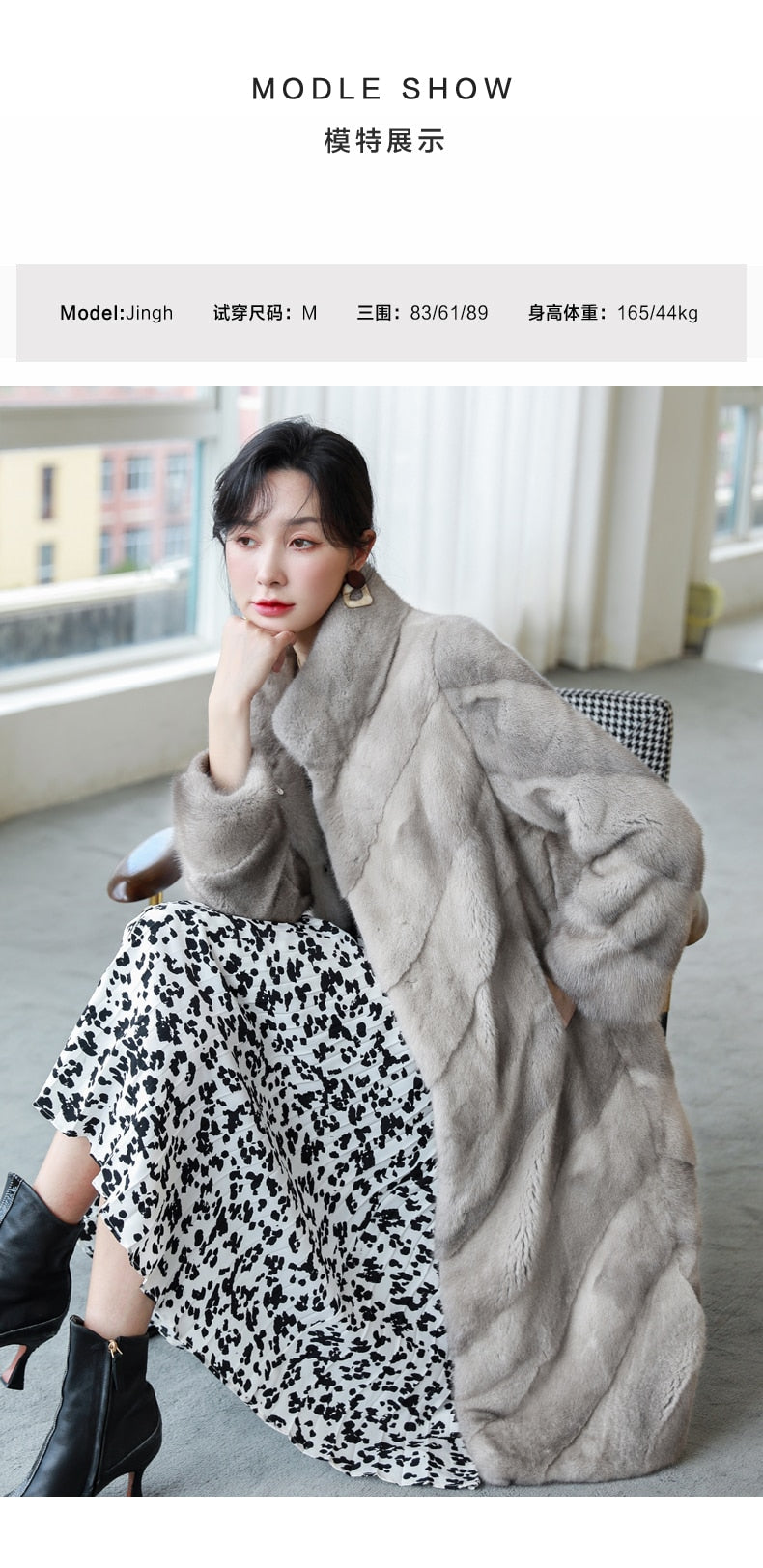 Women's Luxury Winter Warm Real Mink Fur Mandarin Collar Thick Long Jacket