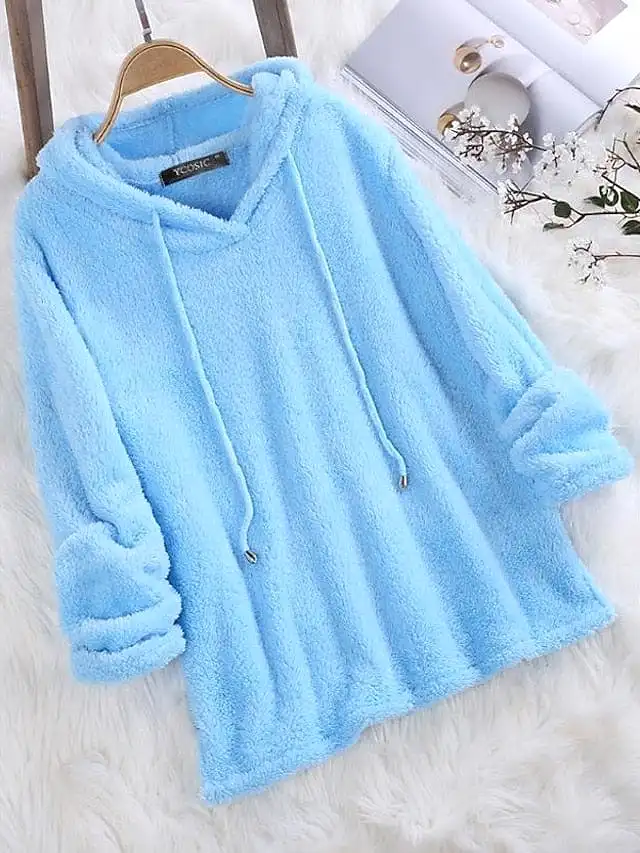 Women's Teddy Sherpa Fleece Hoodie Sweatshirt for Winter