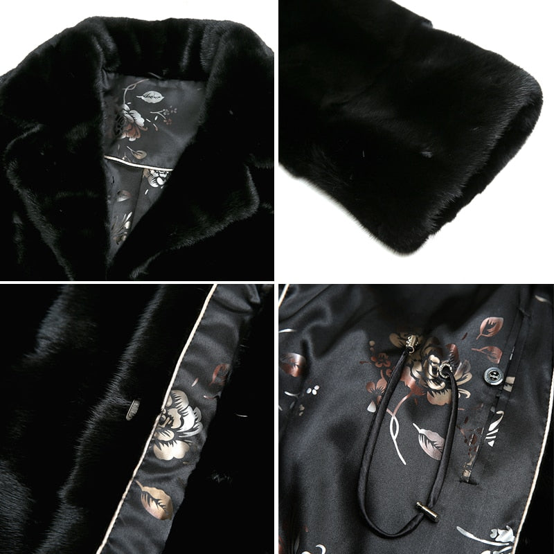 Women's Winter Natural Mink Fur Casual Leisure Style Long Slim Jacket