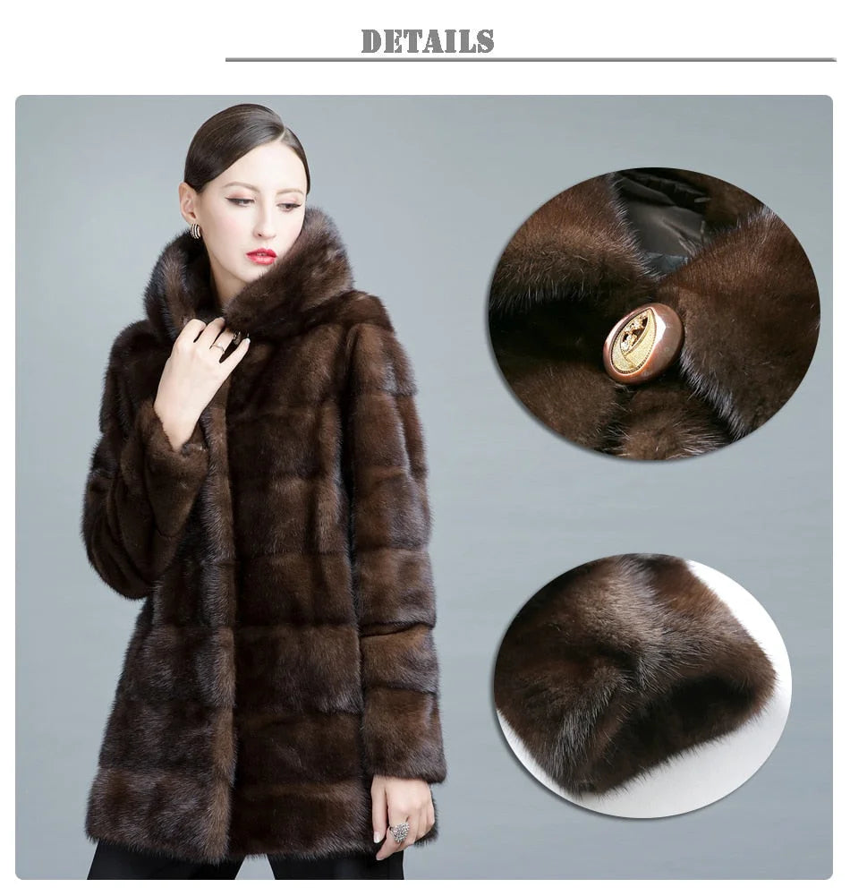 Women's Winter Natural Mink Fur Thick Warm Leisure Short Jacket