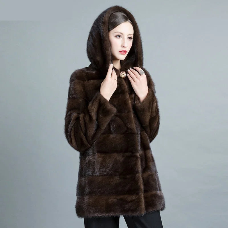 Women's Winter Natural Mink Fur Thick Warm Leisure Short Jacket