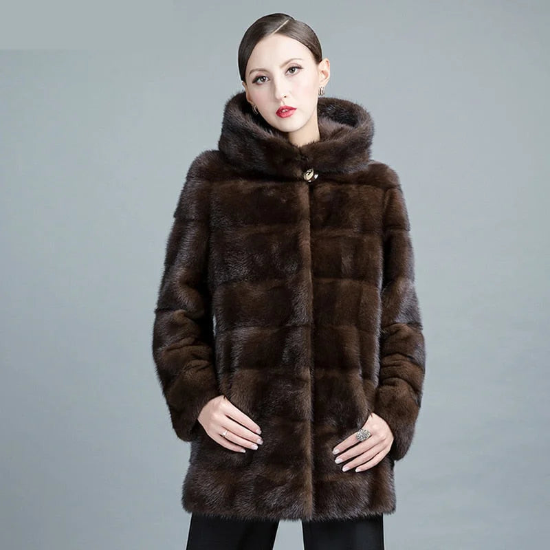 Women's Winter Natural Mink Fur Thick Warm Leisure Short Jacket