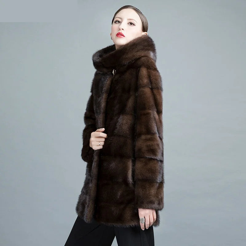 Women's Winter Natural Mink Fur Thick Warm Leisure Short Jacket