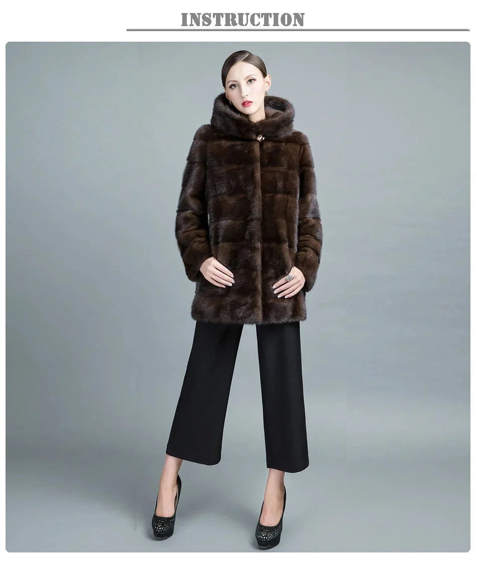 Women's Winter Natural Mink Fur Thick Warm Leisure Short Jacket