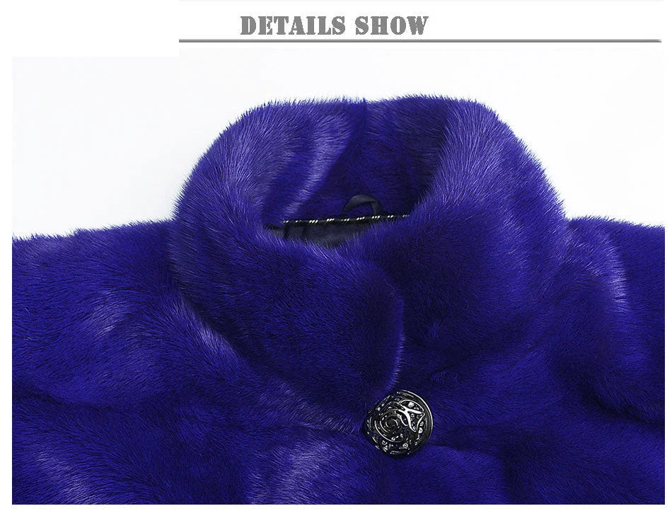 Women's Winter Warm Genuine Mink Fur Silk Cotton Thick Striped Jackets