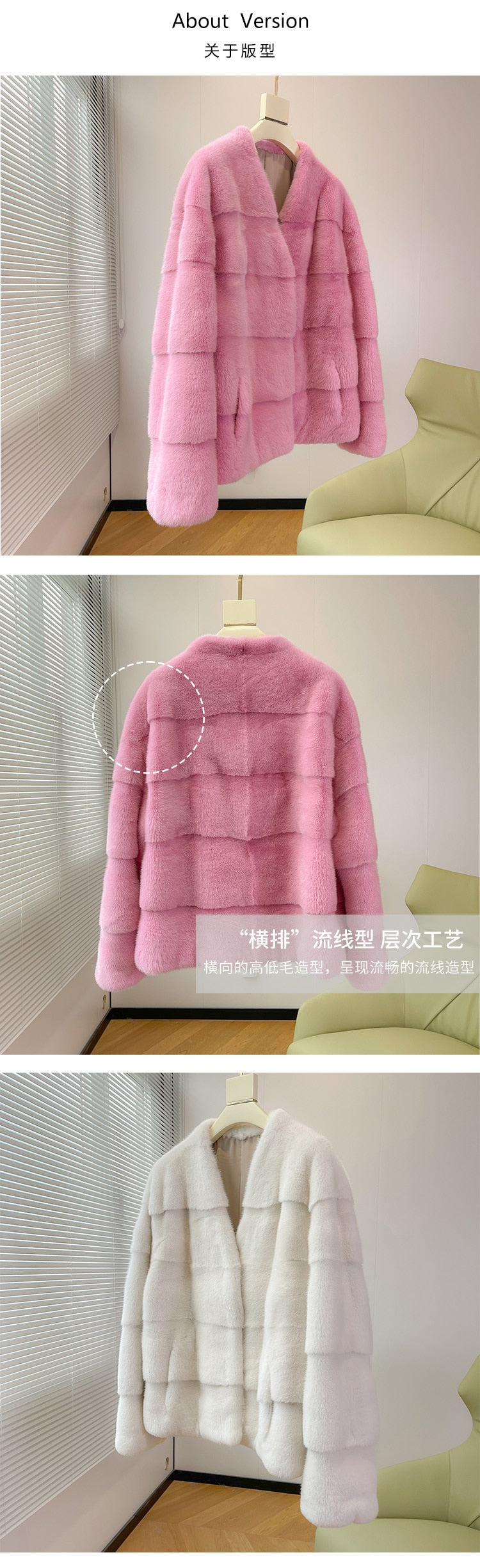 Women's Winter Warm Natural Mink Fur Mandarin Collar Double-faced Jacket