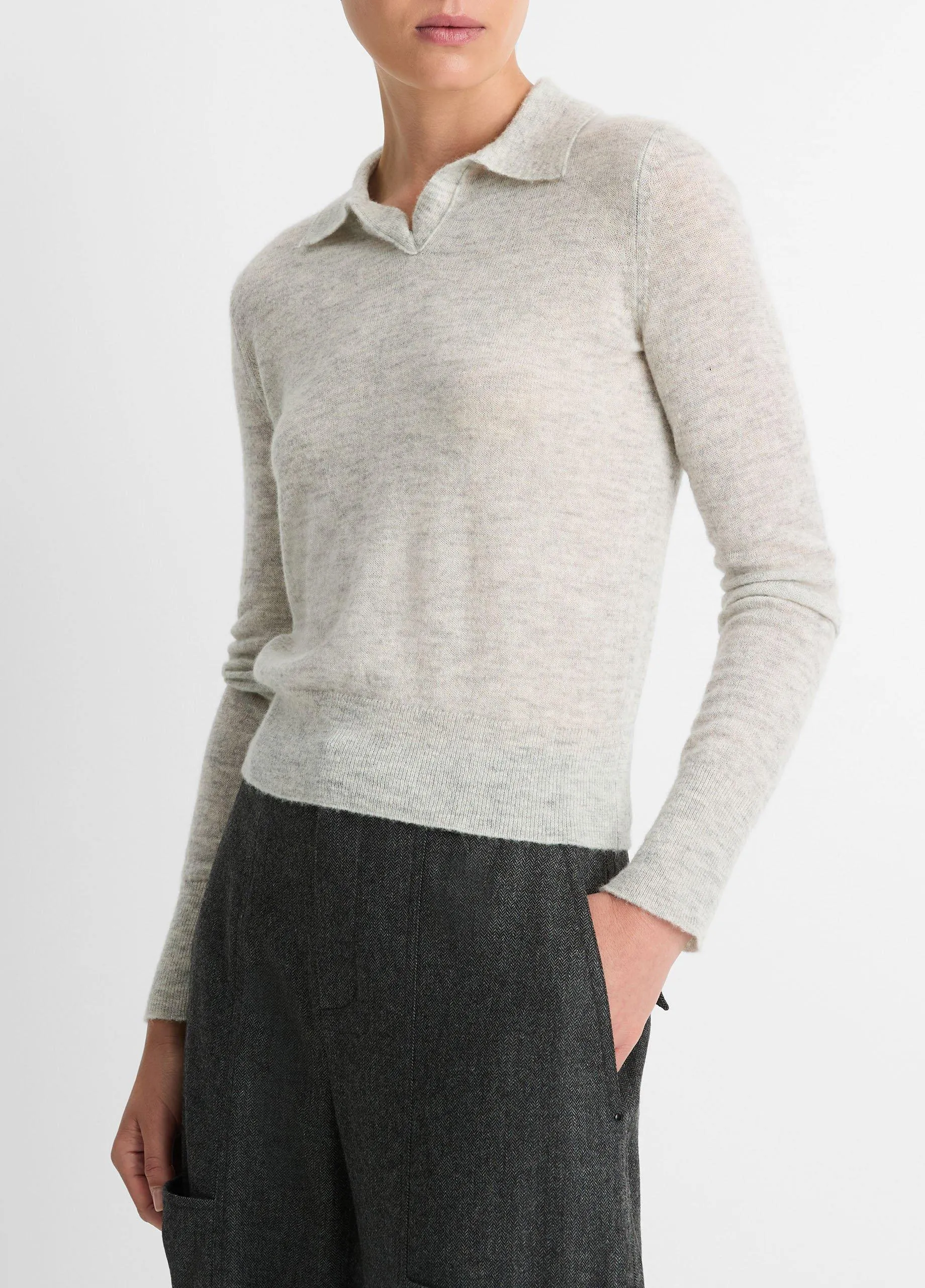 Wool-Blend Polo Sweater