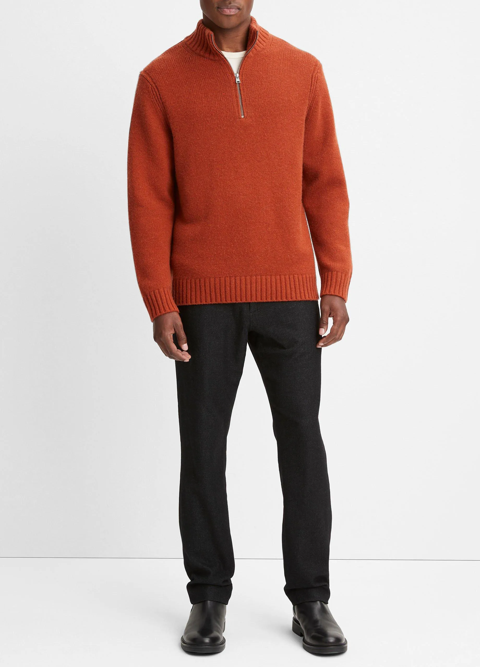 Wool-Cashmere Relaxed Quarter-Zip Sweater