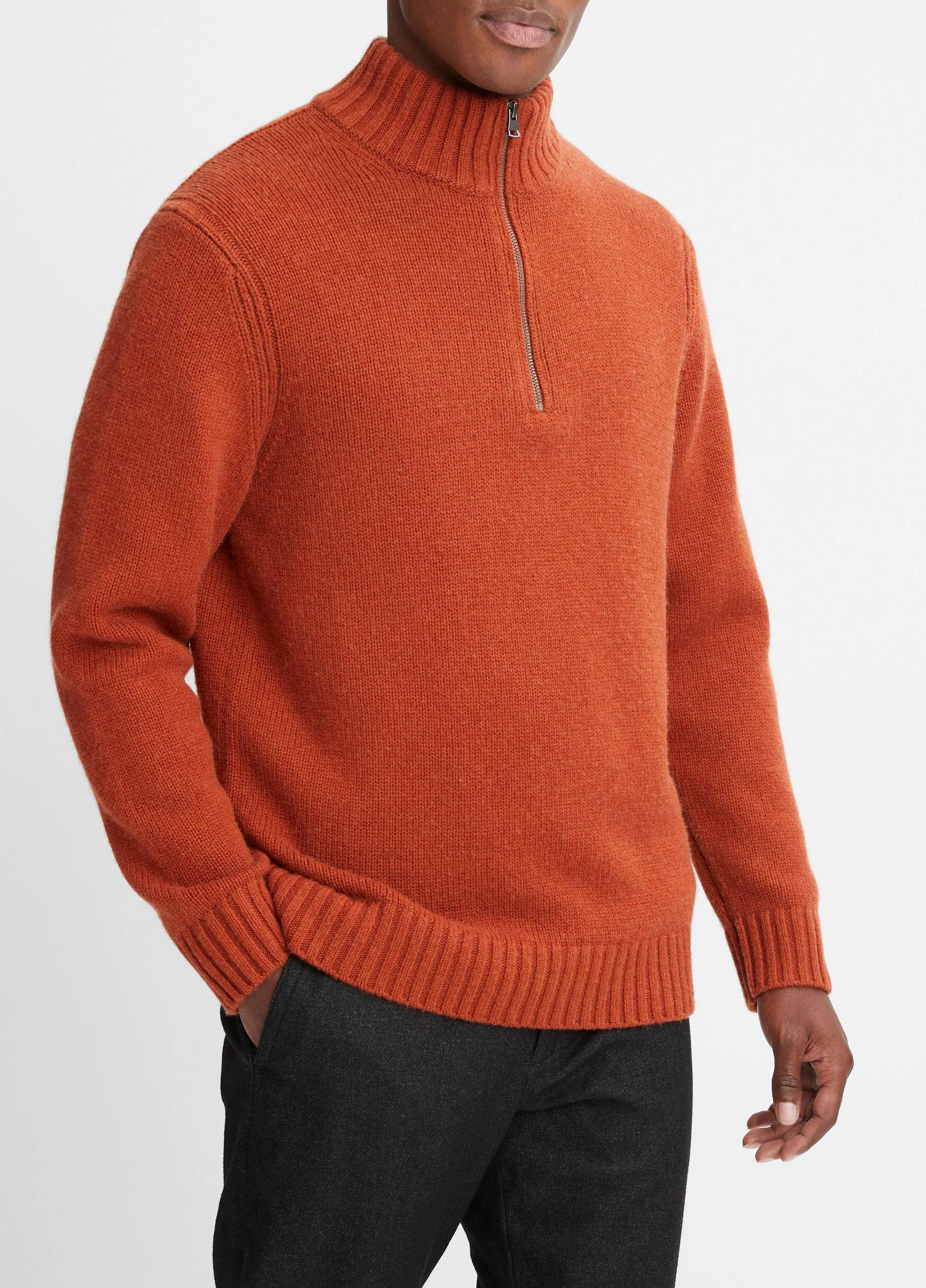 Wool-Cashmere Relaxed Quarter-Zip Sweater