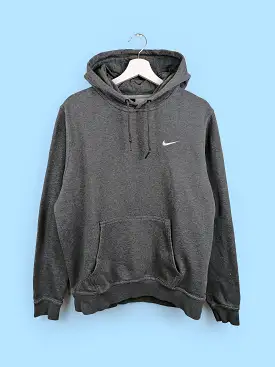 Y2K NIKE Hoodie Sweatshirt Grey Small White Swoosh - size M-L